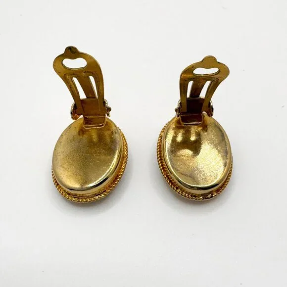 Vintage 1950s-1960s Italian Micro Mosaic Oval Clip on Earrings - Picture 4 of 4